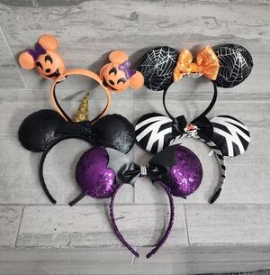 Disney Halloween Mickey Ear Headbands - Orange, Black, Purple 5 Ct